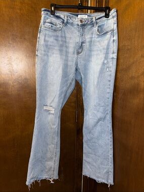 Vervet Light Blue Flare Jeans with Distressed Detail